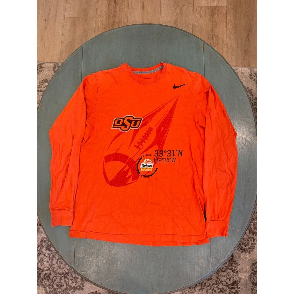 Nike Oklahoma State Cowboys OSU Fiesta Bowl Long Sleeve T-Shirt Orange Mens M